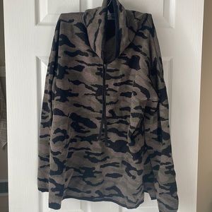 Cowl neck camo sweater